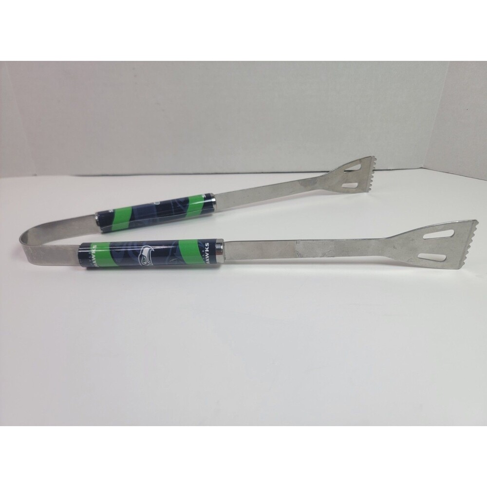 Seattle Seahawks NFL BBQ Grill Tongs Stainless Steel Football Tailgate Kitchen